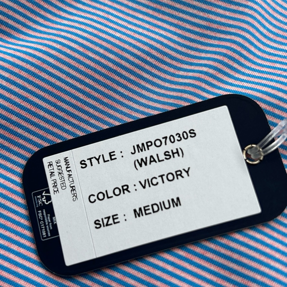 johnnie-O Blue Striped Polo Shirt Classic Design - Picture 4 of 5